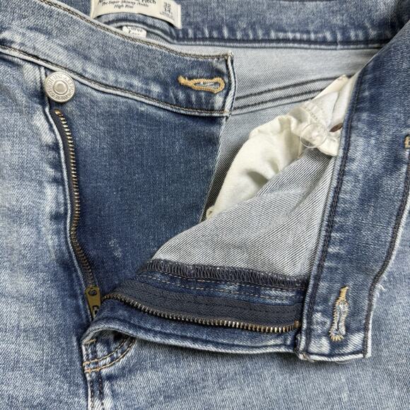 Abercrombie & Fitch Size 32 14 R Super Skinny Ankle High Rise Criss Cross Jeans - Picture 10 of 12